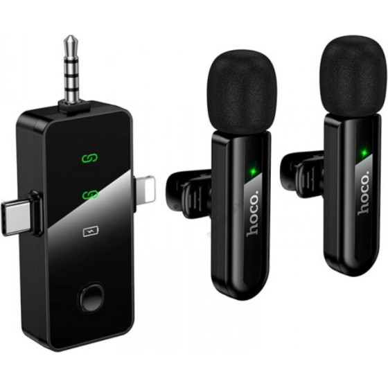 Hoco ��� ��������� ����� �������� Lavalier USB-C Aux Lightning 2.4GHz �������� 15m Digital Noise Cancellation Enc ��� ��� 7 ���� ����������� - (L20C Fair)