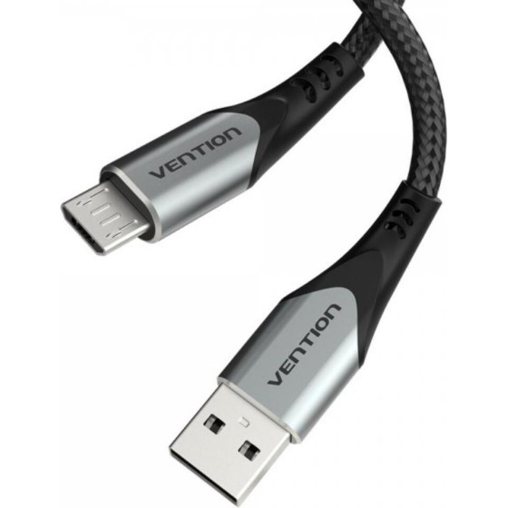 Vention Cotton Braided Usb 2.0 A Male To Micro-B Male 3A Cable 0.25M Gray Aluminum Alloy Type - (COAHC)