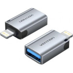 Vention USB-A Female To Lightning Male Otg Adapter Gray Aluminum Alloy Type - (CUCH0)