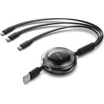 Vention 3-in-1 Usb 2.0 Type-A Male To USB-C Male + USB-C Male + Lightning Male 3.5A Retractable Cable 1.1M Pink - (TRJPBE)