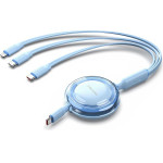 Vention 3-in-1 Usb 2.0 Type-C Male To USB-C Male + USB-C Male + Lightning Male 5A Retractable Cable 1.1M Blue - (TRKSBE)