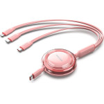 Vention 3-in-1 Usb 2.0 Type-C Male To USB-C Male + USB-C Male + Lightning Male 5A Retractable Cable 1.1M Pink - (TRKPBE)
