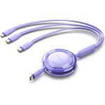 Vention 3-in-1 Usb 2.0 Type-C Male To USB-C Male + USB-C Male + Lightning Male 5A Retractable Cable 1.1M Purple - (TRKVBE)
