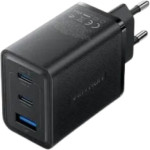 Vention 3-Port Usb (C + C + A) Gan Charger (65W/65W/60W) EU-Plug Black - (FERB0-EU)