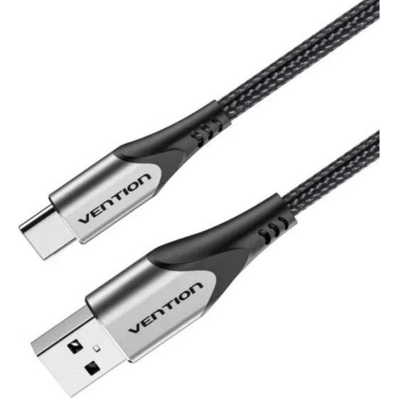 Vention Cotton Braided Usb 2.0 A Male To C Male 3A Cable 1.5M Gray Aluminum Alloy Type - (CODHG)