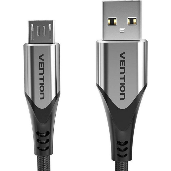 Vention Cotton Braided Usb 2.0 A Male To Micro-B Male 3A Cable 0.5M Gray Aluminum Alloy Type - (COAHD)