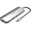 Vention Multi-Function USB-C To HDMI/USB-C Gen 1/USB3.0x2/RJ45/SD/TF/Trrs 3.5mm/Pd Docking Station 0.15M Gray Aluminum Alloy Type - (TOMHB)