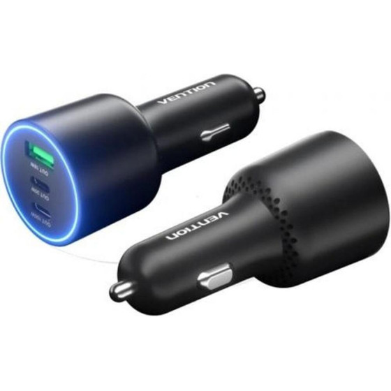 Vention Three-Port Usb C+C+A (100W+30W+18W) Car Charger Black Abs Type - (FFQB0)