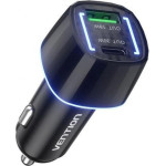 Vention Two-Port Usb C+A (30W+18W) Car Charger Black Abs Type - (FFRB0)