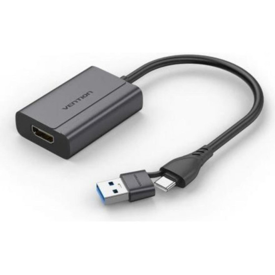 Vention USB-C + USB-A To Hdmi Adapter 0.15M Gray Aluminium Alloy Type - (ACYHB)