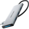 Vention USB-C To HDMI/Usb 3.0x3/SD/TF/Pd Docking Station 0.15M Gray Aluminum Alloy Type - (TOPHB)