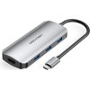 Vention USB-C To HDMI/USB-C Gen 1/Usb 3.0x3/Pd Docking Station 0.15M Gray Aluminum Alloy Type - (TOFHB)