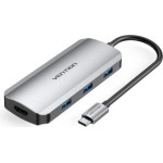 Vention USB-C To HDMI/USB-C Gen 1/Usb 3.0x3/Pd Docking Station 0.15M Gray Aluminum Alloy Type - (TOFHB)