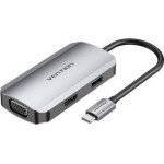 Vention USB-C To HDMI/VGA/Usb 3.0/Pd Docking Station 0.15M Gray Aluminum Alloy Type - (TOAHB)