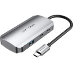 Vention USB-C To USB-C Gen 1/USB3.0x3/Pd Hub 0.15M Gray Aluminum Alloy Type - (TNDHB)