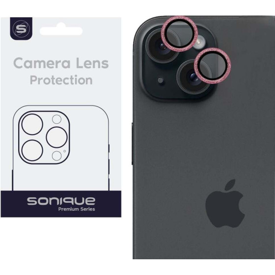 Sonique Camera Protection Glitter Lens Pro Apple iPhone 15 / iPhone 15 Plus Pink