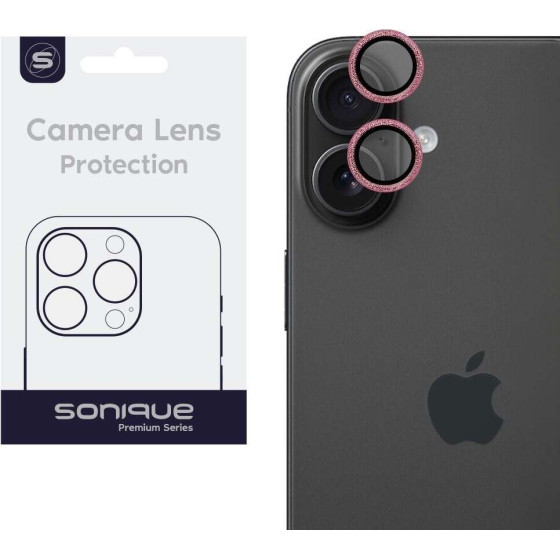 Sonique Camera Protection Glitter Lens Pro Apple iPhone 16 / iPhone 16 Plus Pink