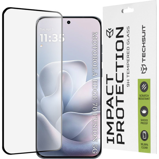 Techsuit - 111D Full Cover / Full Glue Glass / 3D Curved Screen - Motorola Edge 70 Fusion - Black