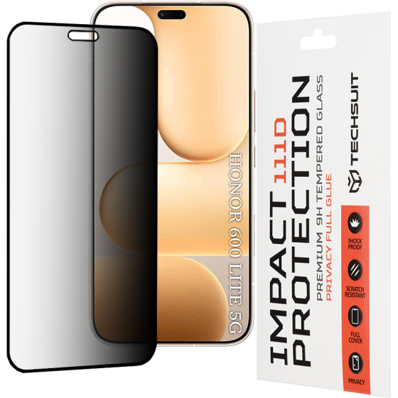 Techsuit - 111D Privacy Full Glue - Honor 600 Lite - Black