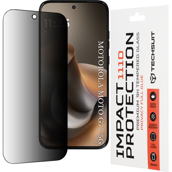 Techsuit - 111D Privacy Full Glue - Motorola Moto G77 / G67 - Black