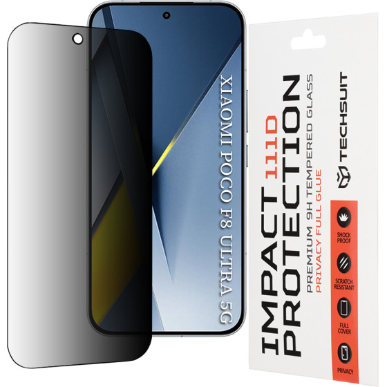 Techsuit - 111D Privacy Full Glue - Xiaomi Poco F8 Ultra - Black