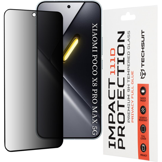 Techsuit - 111D Privacy Full Glue - Xiaomi Poco X8 Pro Max - Black