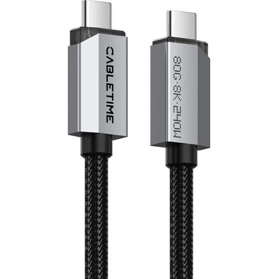 Cabletime ������� USB-C CT-USB4V2, USB4, 240W, 80Gbps, 8K/60Hz, 1m, ����� - (CT-USB4V2-AG1)