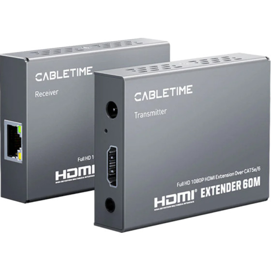 Cabletime Hdmi Video Extender ���� �������� RJ45, 1080p/60Hz, ��� 60m - (CT-HEHD-FG60)