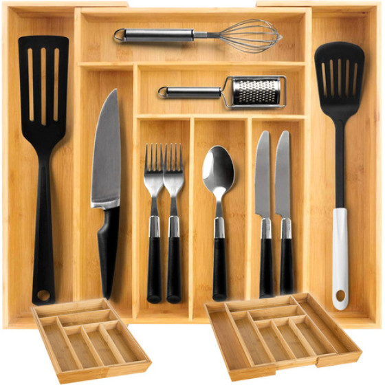 Ruhhy Bamboo Drawer insert/Organizer For - (18954-0)