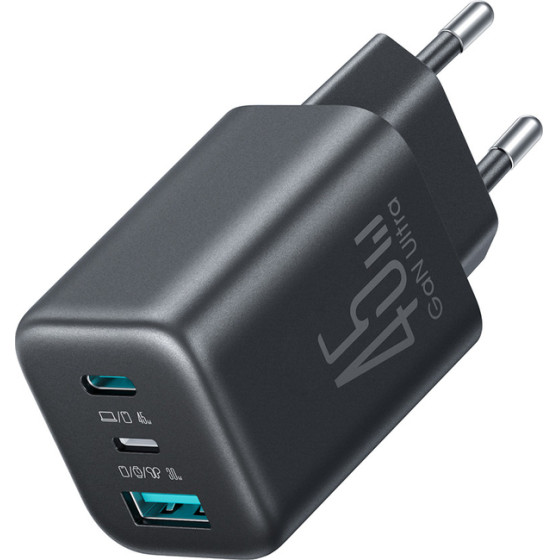 Joyroom Gan 45 USB-C Lightning USB-A Wall Charger - Black - (JR-TO1)