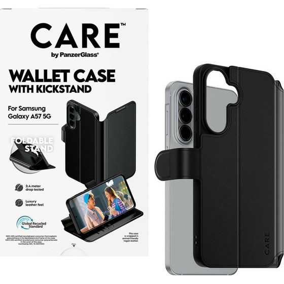 PanzerGlass Care By Feature Wallet Kickstand Case For Samsung Galaxy A57 - Black - (PAN001535-0)