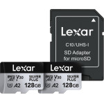 LEXAR ��� 2 ������ ������ High-Performance Silver Plus Microsdxc 2x128GB + ������������ - (LMSSIPL128G-B2ANG)