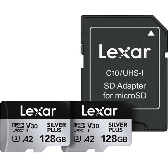 LEXAR ��� 2 ������ ������ High-Performance Silver Plus Microsdxc 2x128GB + ������������ - (LMSSIPL128G-B2ANG)