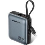 Vention 10000mAh Mini Power Bank (USB-C + USB-C/Lightning) With Built-In USB-C And Lightning Cables 35W Beige - (FHFN0)