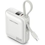 Vention 10000mAh Mini Power Bank (USB-C + USB-C/Lightning) With Built-In USB-C And Lightning Cables 45W Beige - (FKMN0)