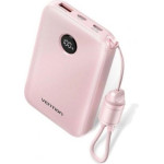 Vention 10000mAh Power Bank (USB-C + USB-C/USB-C/USB-A) With Built-In USB-C To USB-C Cable 22.5W Pink Led Display Universal Type - (FKAP0-C-TY)