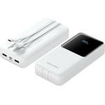 Vention 20000mAh Power Bank (Micro-Usb + USB-C + USB-A/USB-A) With Built-In USB-C And Lightning Cables 22.5W White Led Display Universal Type - (FHPW0-TY)