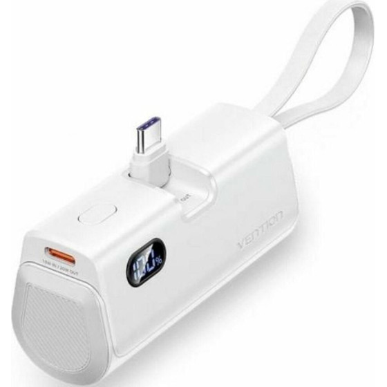 Vention Led Display 4800mAh Power Bank (USB-C + Lightning + USB-C) 22.5W White Foldable USB-C Type - (FHQW0)