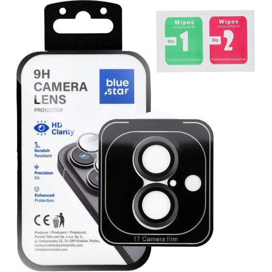 Blue Star Camera Lens Protector Easy Install For Iphone 17 black