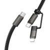 Hoco Flat Cable Usb C To Usb C/Ip 2in1 3A 60W 1 m X125 black