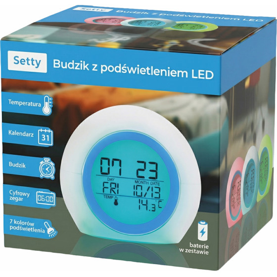 Setty Alarm Clock With Led Light Blue JZ-212