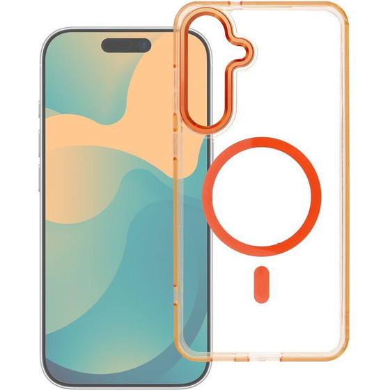 Case For Samsung A27 Frame Clear Hybrid Mag Cover Compatible With Magsafe Hermes Orange OEM