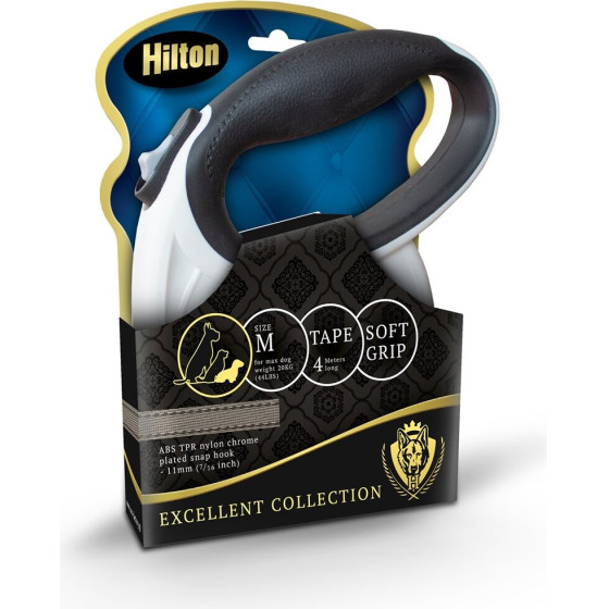 Hilton Smart Dog M (20kg) - Retractable Leash - white-Black - 4 m