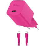 ttec SmartCharger GAN 45W PD Travel Fast Charger+ USB-C - USB-C 3A Cable Neon Pink - (2SCG45CNP)