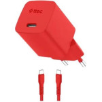 ttec SmartCharger GAN 45W PD Travel Fast Charger+ USB-C - USB-C 3A Cable Neon Red - (2SCG45CNK)