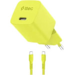 ttec SmartCharger GAN 45W PD Travel Fast Charger+ USB-C - USB-C 3A Cable Neon Yellow - (2SCG45CNS)