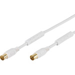 Vivanco Antenna Cable 1.5m Coax PLUG-Coax Socket Ferrite 100 Db White - (VVAN15FEDBGW)