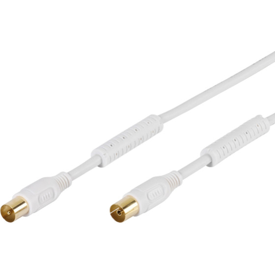 Vivanco Antenna Cable 1.5m Coax PLUG-Coax Socket Ferrite 100 Db White - (VVAN15FEDBGW)
