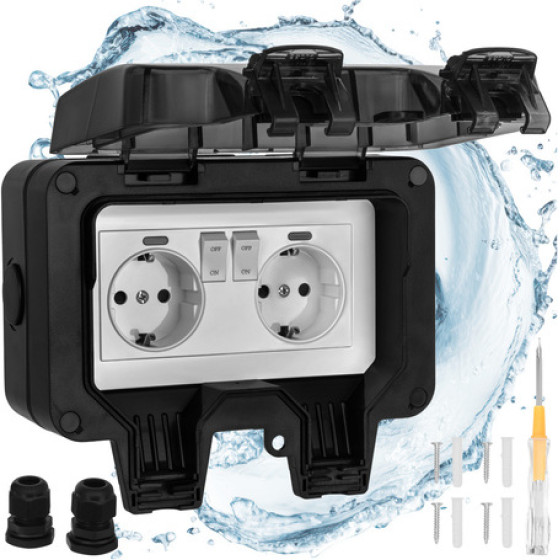 Izoxis Double External Socket 17x11x10cm - (19013-0)