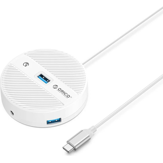 Orico Hub USB3.1 Type-C 4 Port - 4 x USB3.0 White, Audio/Mic x 1 - (YS4-C3-03-WH-BP)